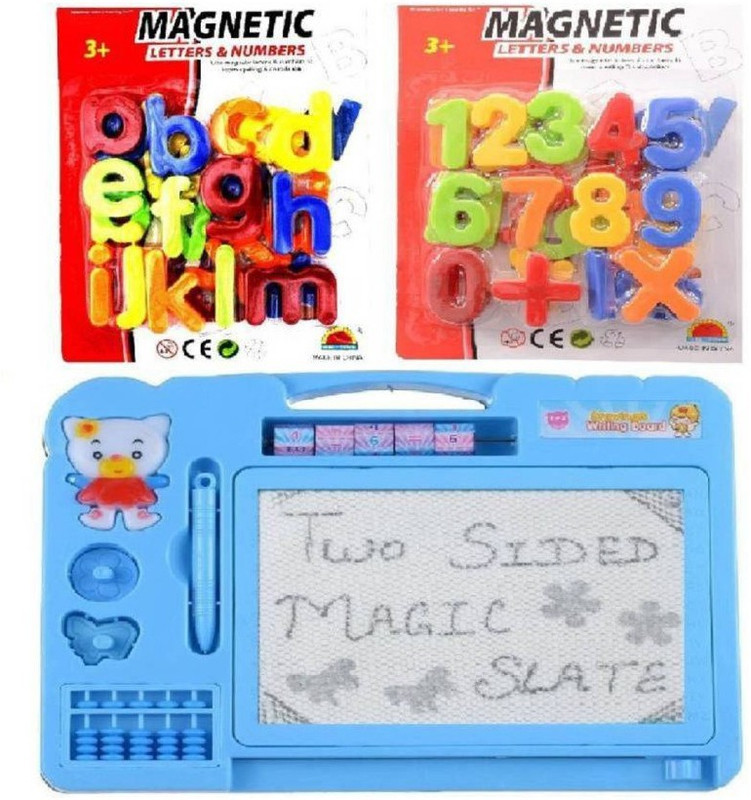 skyler Combo of Magnetic Learning Alphabets and Number (abc &123) with drawing ,writing Double Side Magic Slate(Multicolor)