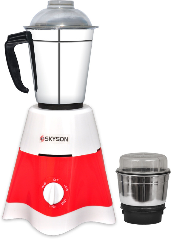 SKYSON STAR POWERFUL COPPER MOTOR 2 JAR 650 Mixer Grinder(Red, White, 2 Jars)