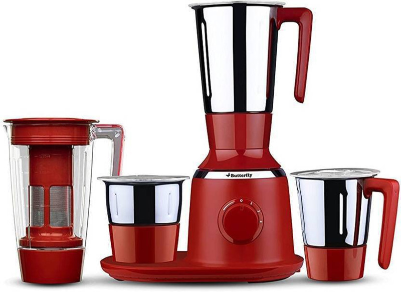 Butterfly NEW SPECTRA RED 750 Juicer Mixer Grinder(Red, 4 Jars)