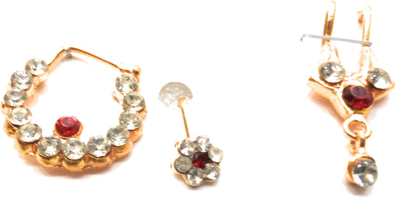maulik b mehta Gold-plated Plated Brass Nose Ring Set(Pack of 3)
