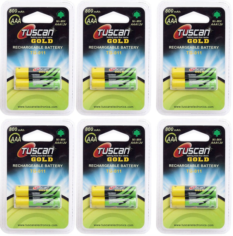 Tuscan GOLD AAA 800 mAh 6 Pack (12Pcs) Rechargeable Ni-MH Battery