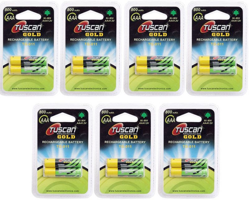 Tuscan GOLD AAA 800 mAh 7 Pack (14Pcs) Rechargeable Ni-MH Battery