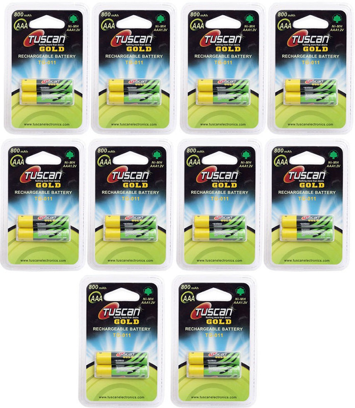 Tuscan GOLD AAA 800 mAh 10 Pack (20Pcs) Rechargeable Ni-MH Battery