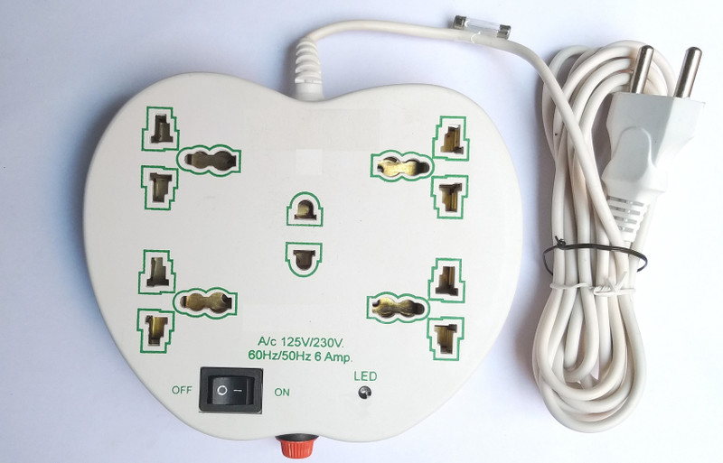 WOWSOME Extension cord with 3.6 Meter copper wire And with Master Switch, Indicator, Safety Shutter (3 Pin and 2 Pin) 5 Socket Surge Protector(White)