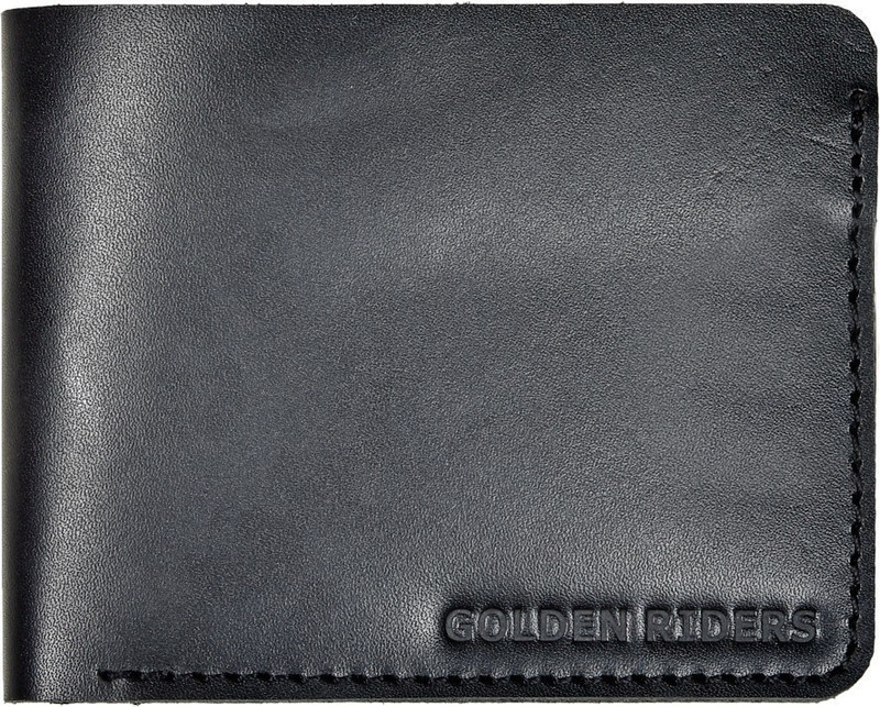 golden riders Men Black Genuine Leather Wallet(7 Card Slots)
