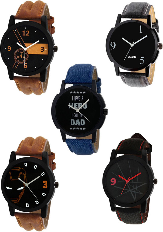 Buy IndiCare different color professional combo 5 analog fancy combo watch for boys leather belt watches for men wrist watch unique stylish watch boy watches in low price leather Analog Watch