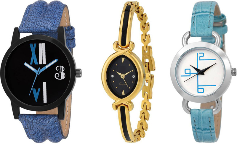 keepkart Pack Of THREE Stylish New Multicolor Leather & Metal Strap Analog watch FD-13 Analog Watch  - For Men & Women