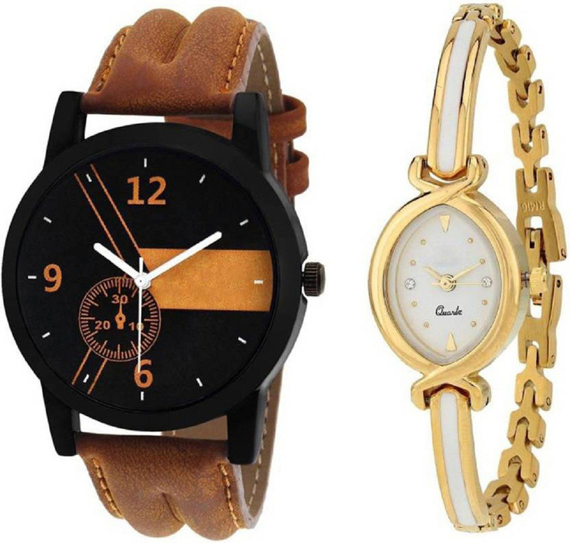 goodfortune Couple 2 Latest Lor-1 Orange & White Mini Meena Dial UpComing Designs unique collection choices for Boys&Girls Analog Watch  - For Men & Women