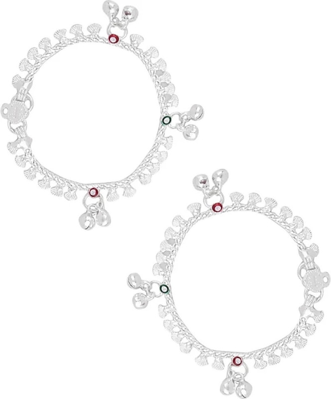 krishna fancy jewellers beautiful silver anklet 10grm krishna fancy jewelers (pack of 2) Silver Anklet