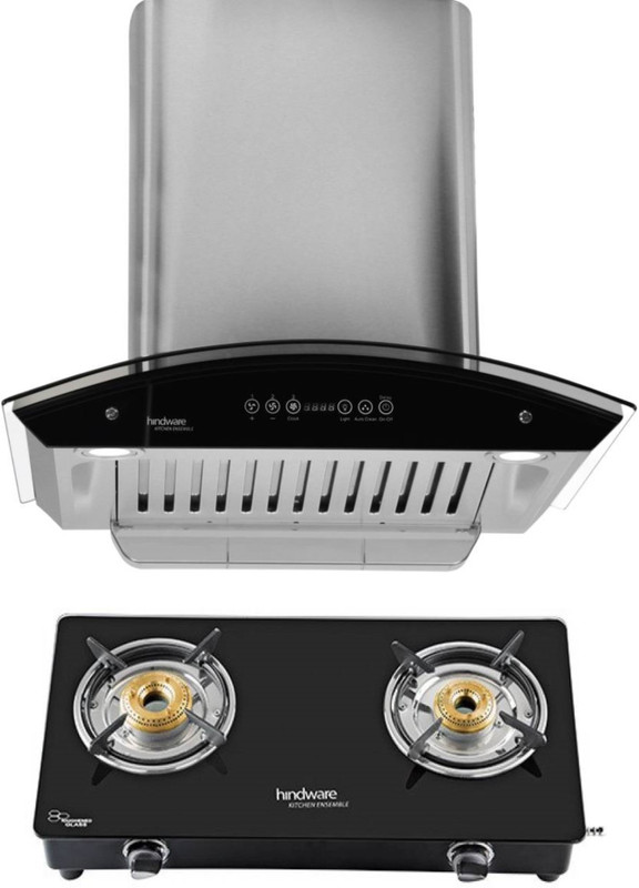 Hindware Cleo 60 Plus Brio 2B Auto Clean Wall Mounted Chimney(Brush Silver 1200 CMH)