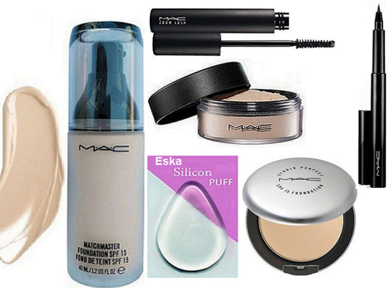 eska Silicon Puff, Matchmaster Foundation, Studio Prefect Compact, Loose Powder, Zoom Lash Mascara, Pen Eyeliner(Set of 6)