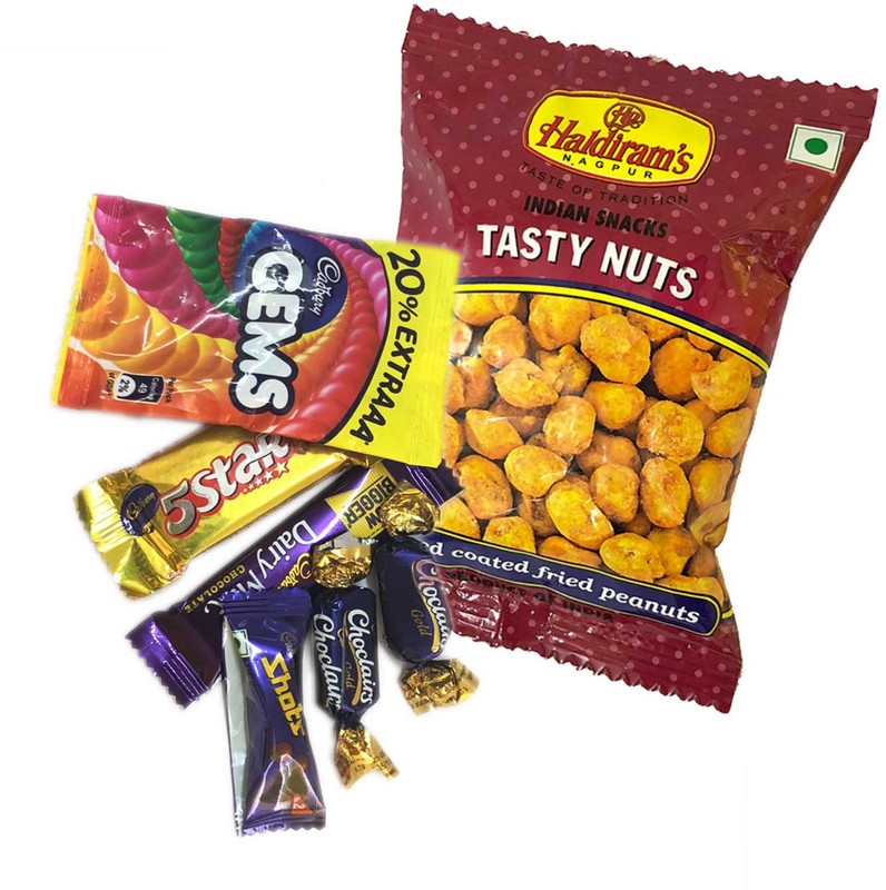 Mithai4all Diwali Gift Hamper of Cadbury Mix Chocolates, Tasty Nuts (150gms) with Paper Bag Combo(1 Hamper)