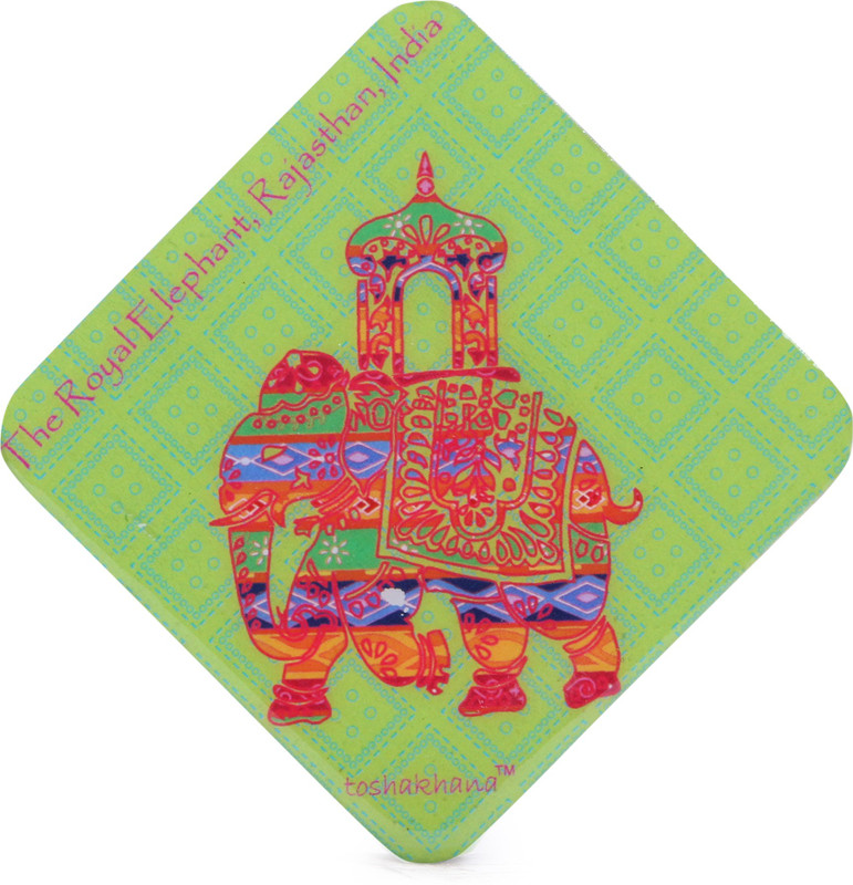 toshakhana 815 Diamond MDF Royal Elephant India Souvenir Coaster cum Fridge Magnet Pack of 1(Multicolor)