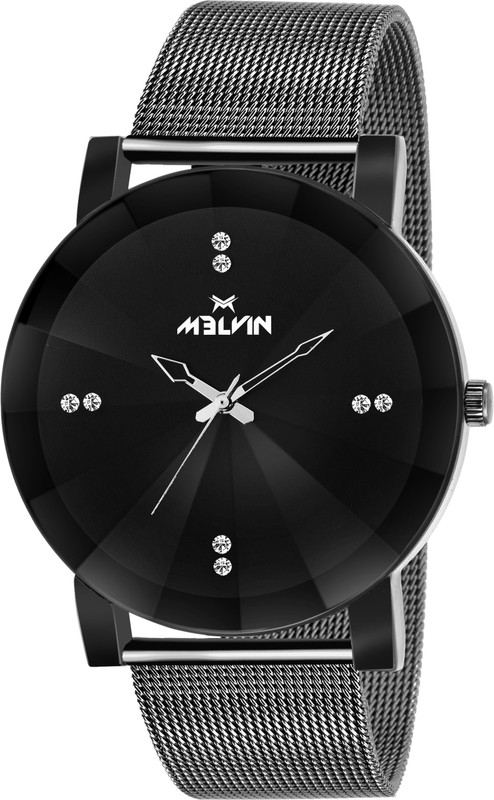 melvin LADIES ML-LR001-BLACK-CHAIN DIAMOND GLASS ANALOG WATCH Diamond Cut Glass Series Analog Watch  - For Girls