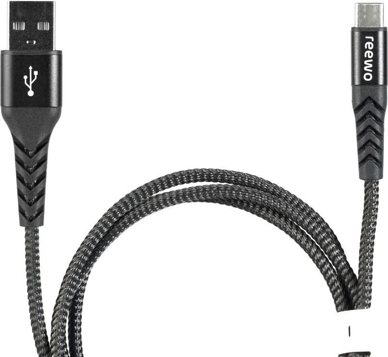 reewo extra tough, premium, kevlar braided charging cable for Type-C | Kevlar fibre insulated with nylon braiding | 20000+ bend tests cleared (Black) 1 m USB Type C Cable(Compatible with Data Cable, Charging cable, Black, Sync and Charge Cable)