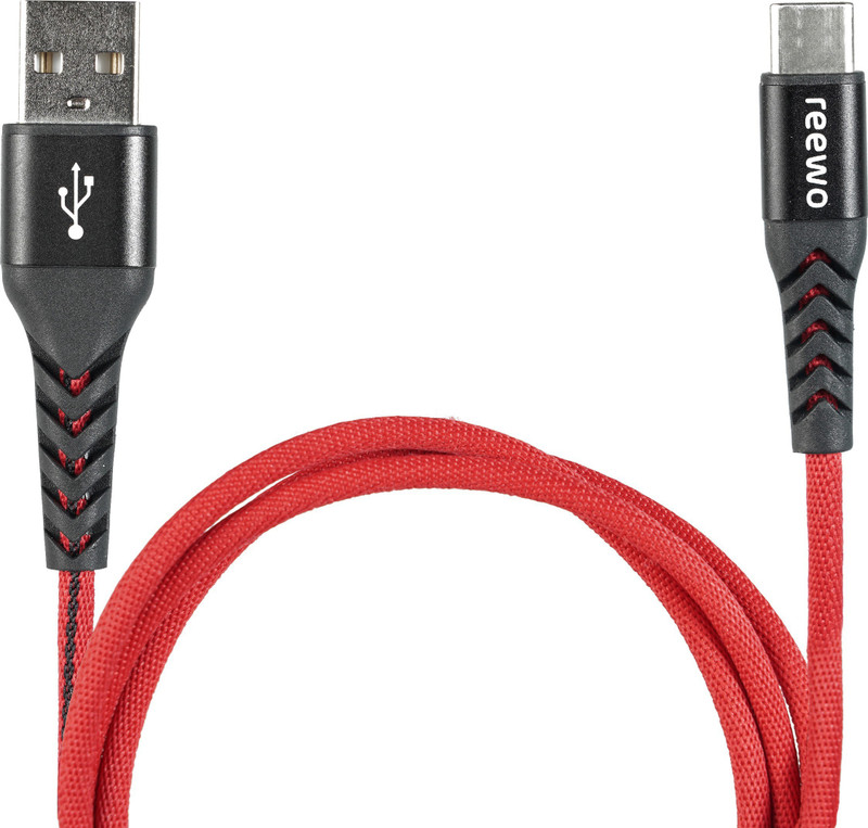 reewo extra tough, premium, kevlar braided charging cable for Type-C | Kevlar fibre insulated with nylon braiding | 20000+ bend tests cleared (Red) USB Type C Cable(Compatible with Data Cable, Charging cable, Red, Sync and Charge Cable)