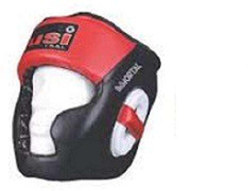usi Immortal Leather Full Face In Black Red Ideal For Boys/ Men's Boxing Head Guard(Red, Black)