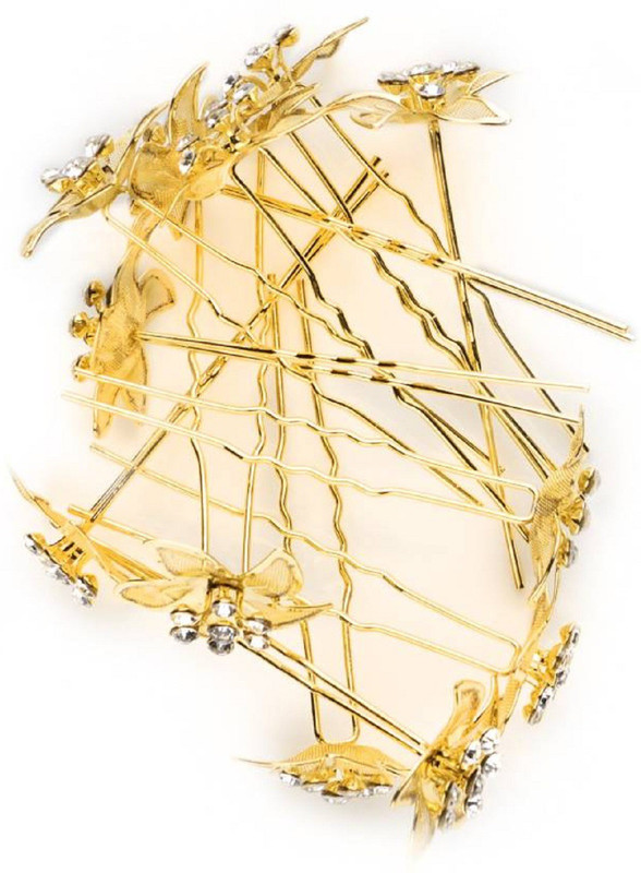 niwner Gold Plated Flowery Juda U Fashioner Hair Pin, Hair Accessory Set, pack of 12 pcs. Hair Pin, Bun Clip, Bun Stick, Hair Accessory Set(Gold)