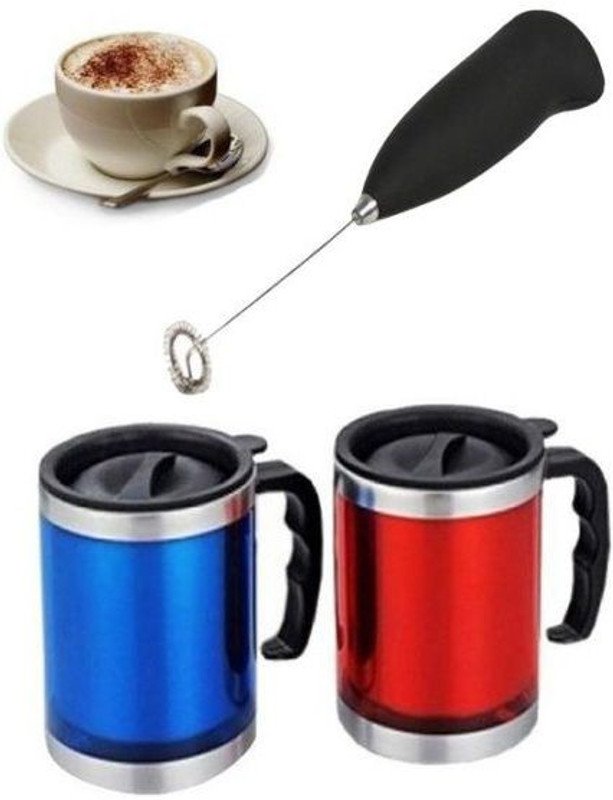 Varshine Wonderful Mini Handheld Stainless Steel Drink Coffee Milk Shaker Electric Mixer Stirrer Egg Beater (Black) 3 Hand Blender(Black)
