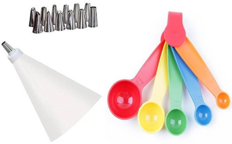 master royal backncook tools Kitchen Tools mstr11 2in1b 2in1 Combo icing bag with 5 Small Measuring Spoon set Multicolor Kitchen Tool Set (Multicolor) Multicolor Kitchen Tool Set(Multicolor)