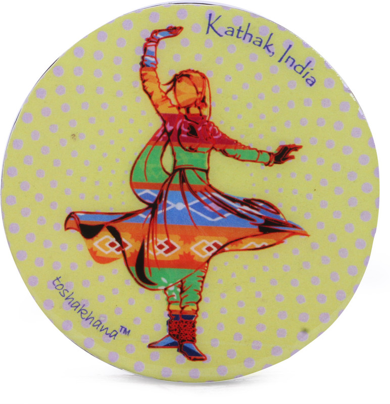 toshakhana 827 Round MDF Kathak Classical Dance India Souvenir Coaster cum Fridge Magnet Pack of 1(Multicolor)