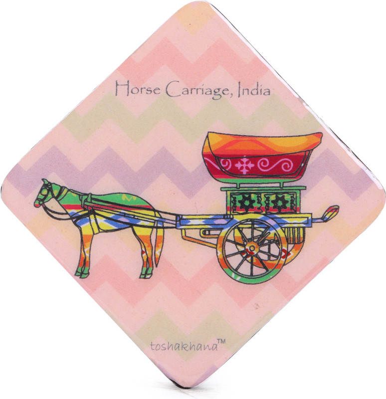toshakhana 820 Diamond MDF Horse Carriage India Souvenir Coaster cum Fridge Magnet Pack of 1(Multicolor)
