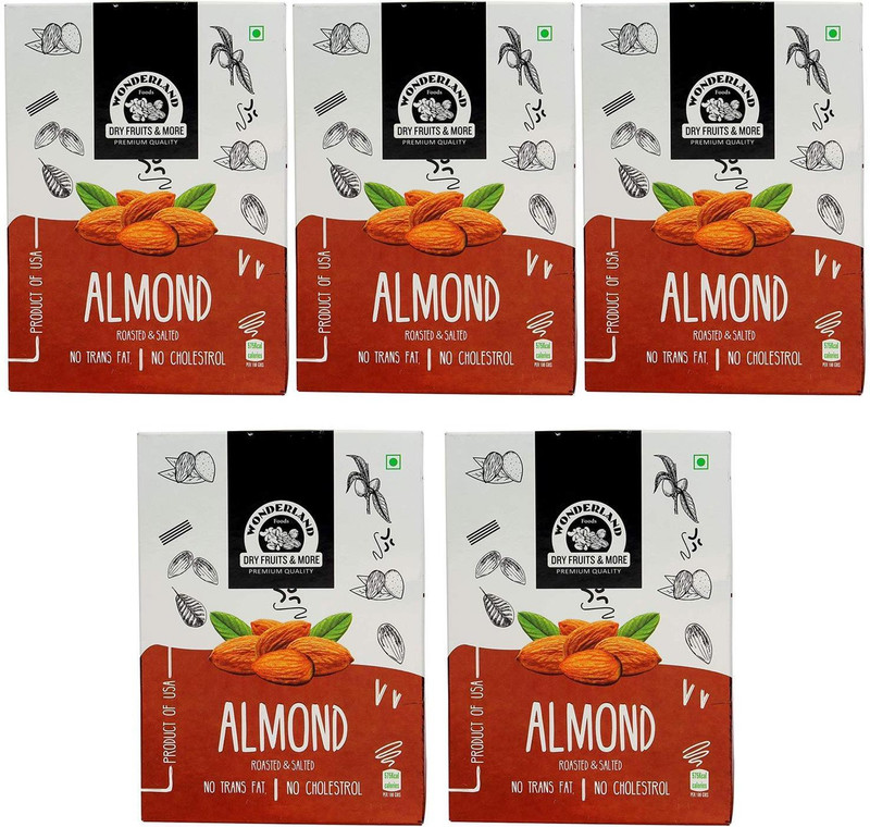 Wonderland Roasted & Salted Almonds 1kg ( Pack of 5-200g Each) Almonds(5 x 200 g)