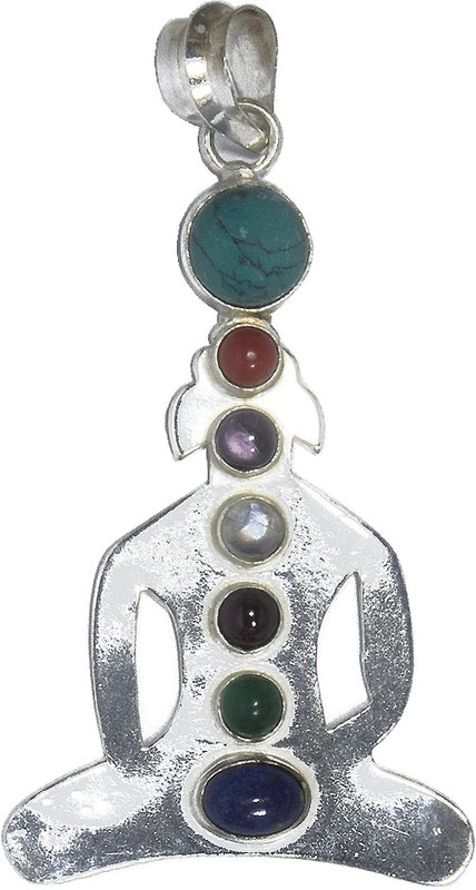 swaush Swaush Fashion Jewellery Silver Tone Mutli Semi Stone Imitation Chakra Pendant for Boys, Girls, Mens & Women Silver Metal, Silver Pendant