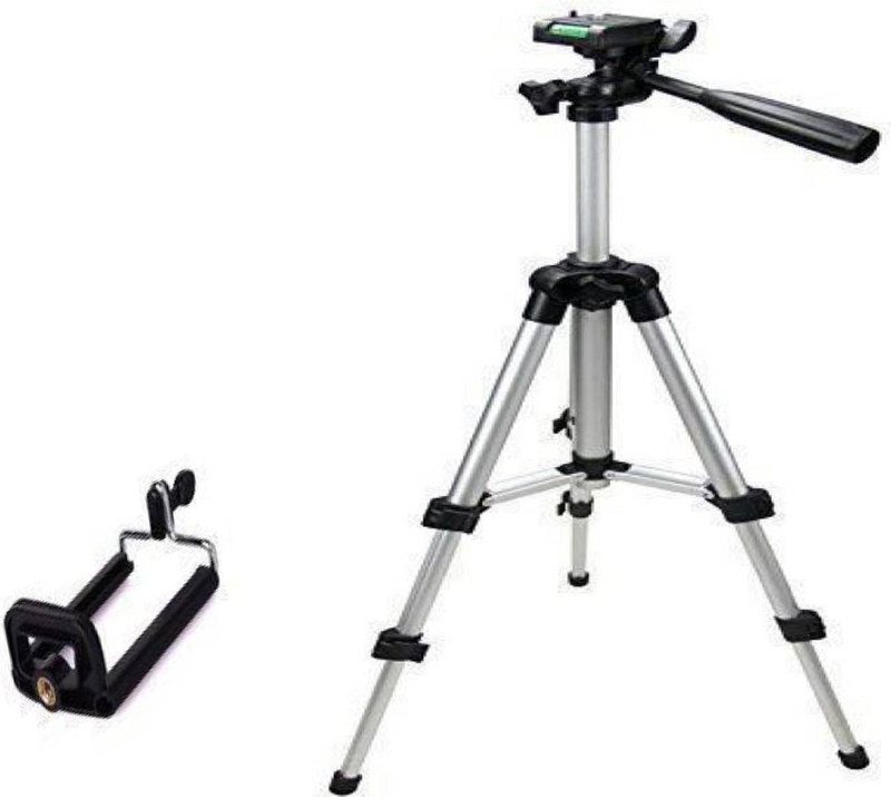CALLIE Tripod-3110 Portable Adjustable Aluminum Lightweight Camera Stand With Three-Dimensional Head Tripod, Monopod(Silver, Supports Up to 2700)