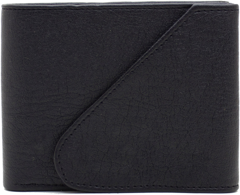 flex boom Men Black Artificial Leather Wallet(4 Card Slots)