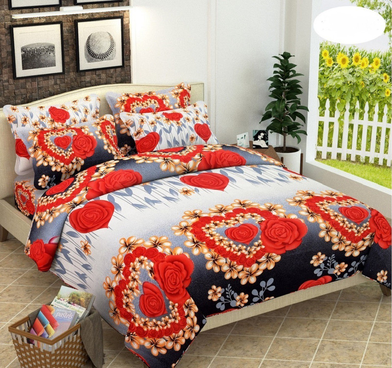 zevero 140 TC Polycotton Double Floral Bedsheet(Pack of 1, Multicolor)