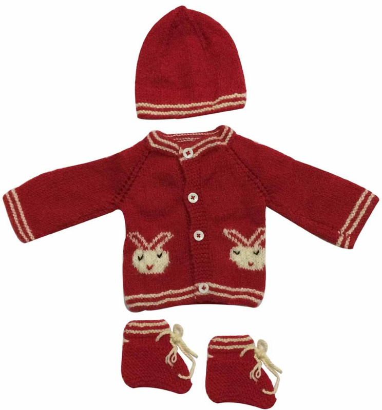 cute collection Baby Boys & Baby Girls Casual Sweater Bootie, Cap(Maroon)