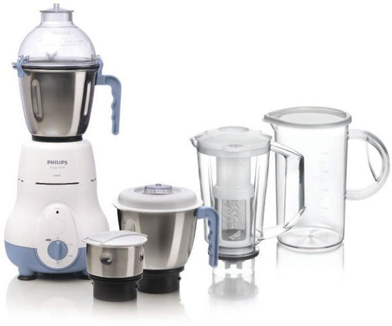 Philips NEW 1643-06 600 Juicer Mixer Grinder(WHITE/BLUE, 5 Jars)