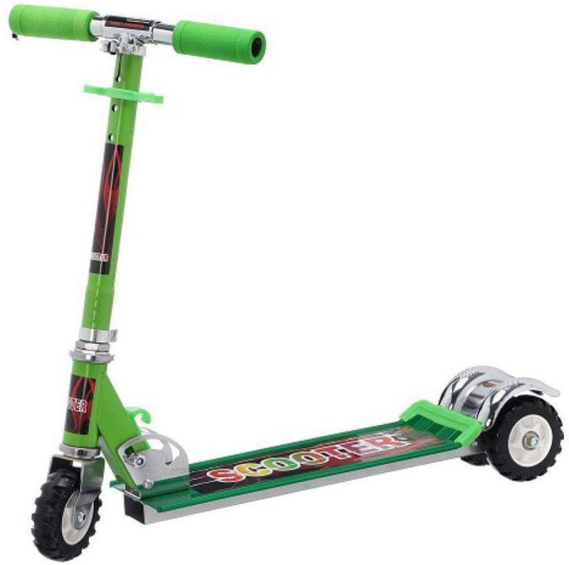 crazy toys Heavy Metallic 3 Wheel Height Adjustable Folding Scooter Play for Child(Multicolor)