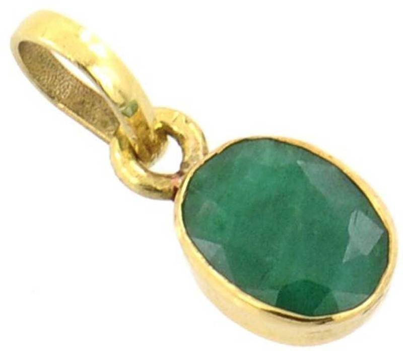 mormukut Panna Locket / Emerald Pendant / 5.25 Ratti Natural Panna Locket in Chandi Silver with Lab Certificate Emerald Stone Pendant Gold-plated Emerald Metal Pendant