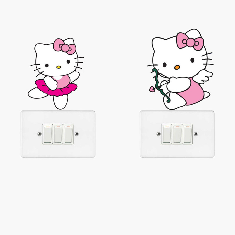 indra graphics Tiny Kitty switch board sticker Sticker(Pack of 2)