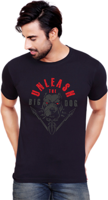 vikclique Graphic Print Men Round or Crew Black T-Shirt
