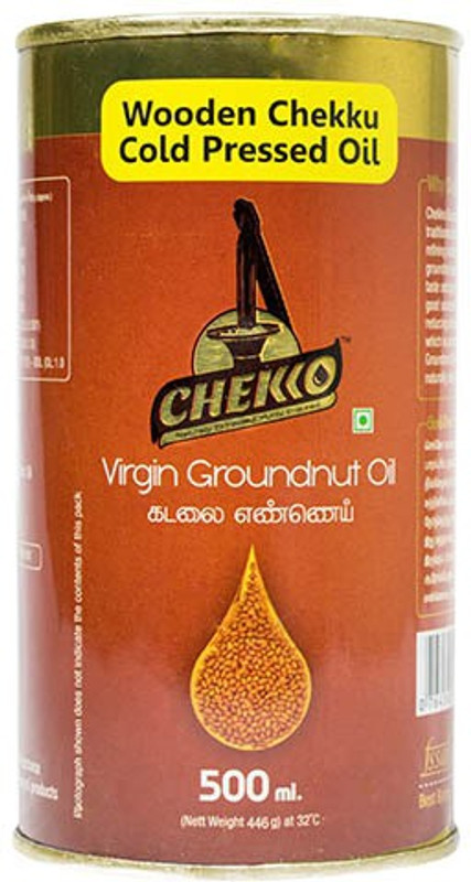 chekko Virgin Cold Pressed Groundnut Oil Tin(500 ml)