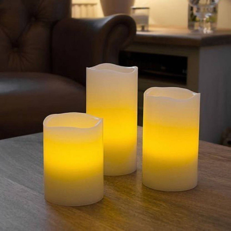 vinayakcollection Luma Candles Real Wax Flameless Candles 3 LED Candles Plus Remote Control Timer Candle(Multicolor, Pack of 3)