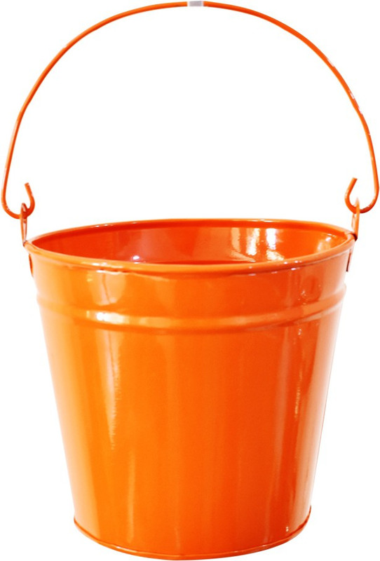 ascent homes Pail Bucket Galvanized Metal Hanging Planter (Orange Height 23 cm) Plant Container(Metal, External Height - 14 cm)