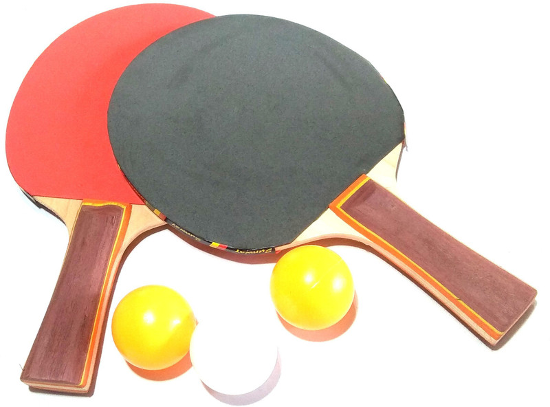 MK 2 Table Tennis with 3 Balls Red, Green, Black Table Tennis Racquet(Pack of: 2, 250 g)