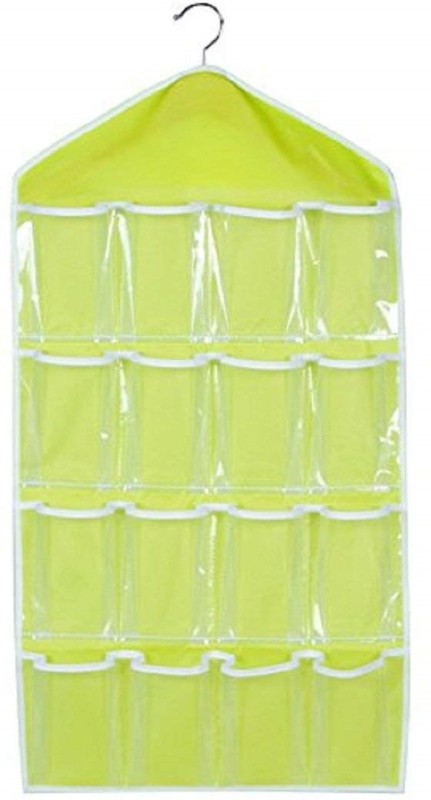 Kanha 16 Pocket Hanging Wall Storage - New Arrival Hanging Wall Pocket Storage Bag Candy Color Transparent Underwear Socks Slippers Jewellery Wardrobe Organizer Green(Green)