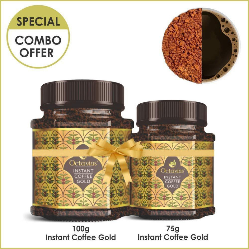 Octavius Gold Instant Coffee - 100gm+75gm (Combo), Pure Granulated Coffee, made from the finest Coffee beans of South India Instant Coffee(2 x 87.5 g)