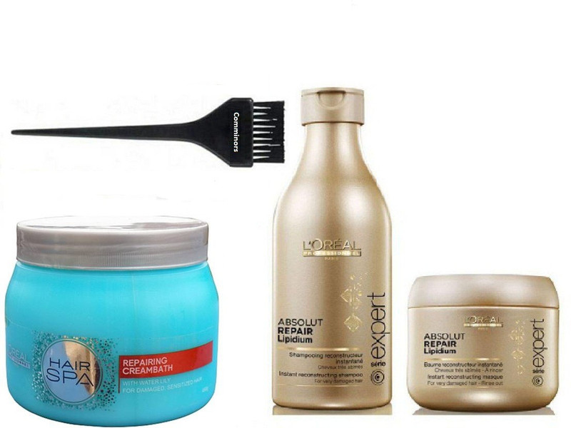 comminors Of hair brush & Absolute repair Series Shampoo & Conditioner & Repairing creambath hair spa (490 gm) (set of 4)(1 Items in the set)