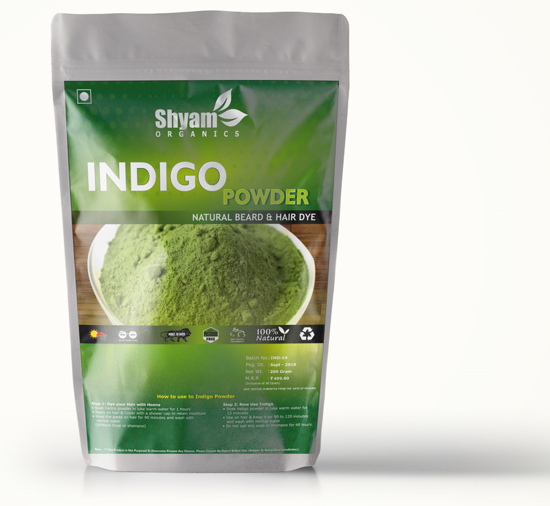 shyam organic Indigo Powder for Hair, Beard - Black (200gm)(200 g)