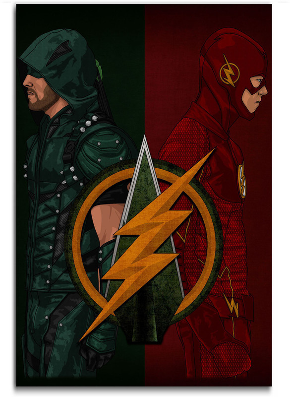 Hollywood Movie Poster - The Flash vs Green Arrow - Fan Art - Justice League - Large Size Poster - HD Quality - 36 inches x 24 inches (92 cms x 61 cms) Fine Art Print(24 inch X 36 inch)