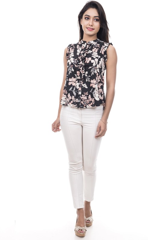 Amadore Casual Sleeveless Floral Print Women Multicolor Top