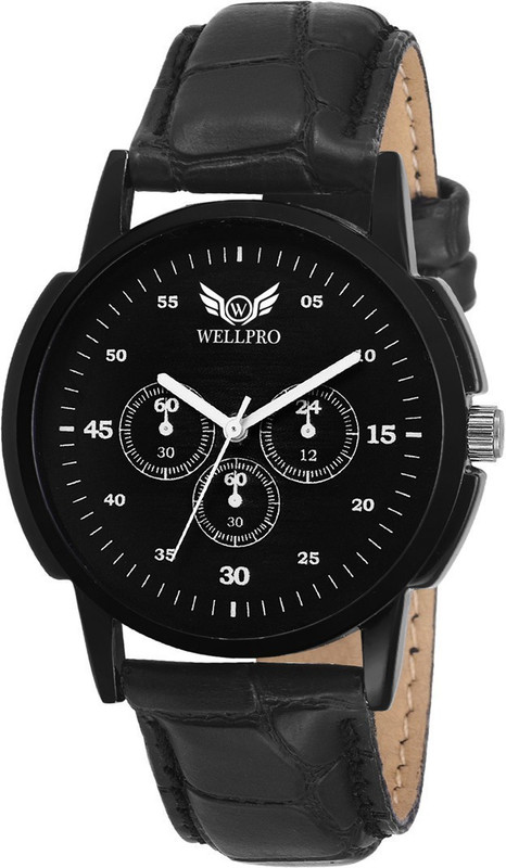 wellpro WP6012 Black Fiber Chrono Pattern Master Analog Analog Watch  - For Men