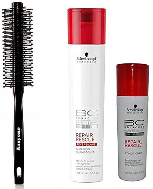 aaxyone Hair Brush With Schwarzkopf BC Repair Rescue Shampoo & Conditioner(3 Items in the set)