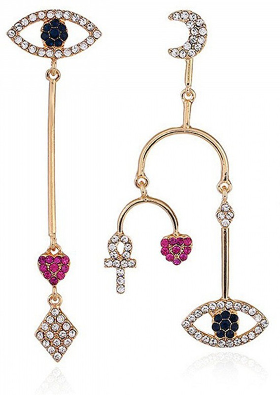 stylefiestafashion Mismatched Evil Eye Earrings White Zircon Alloy Drops & Danglers